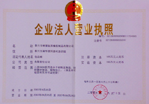 Business license of enterprise legal person